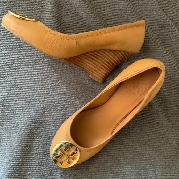 Tory Burch Shoes - Tory Burch Sophie Wedge Pumps Tan